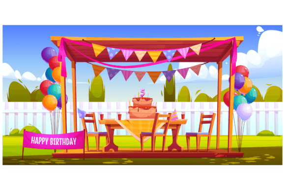 Download Kids Birthday Party Decorations in Backyard - Premium Resources