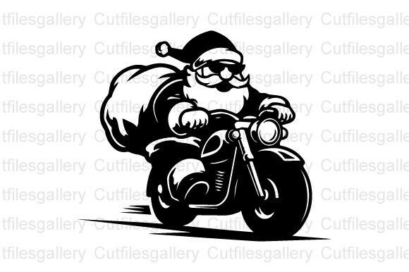 Download Cool Santa Claus Riding Motorcycle SVG - Motorcycle svg Collection