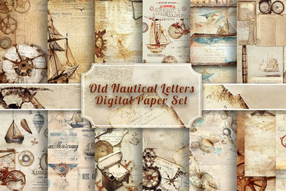 Download Old Nautical Letters Digital Paper - Nautical letters Collection